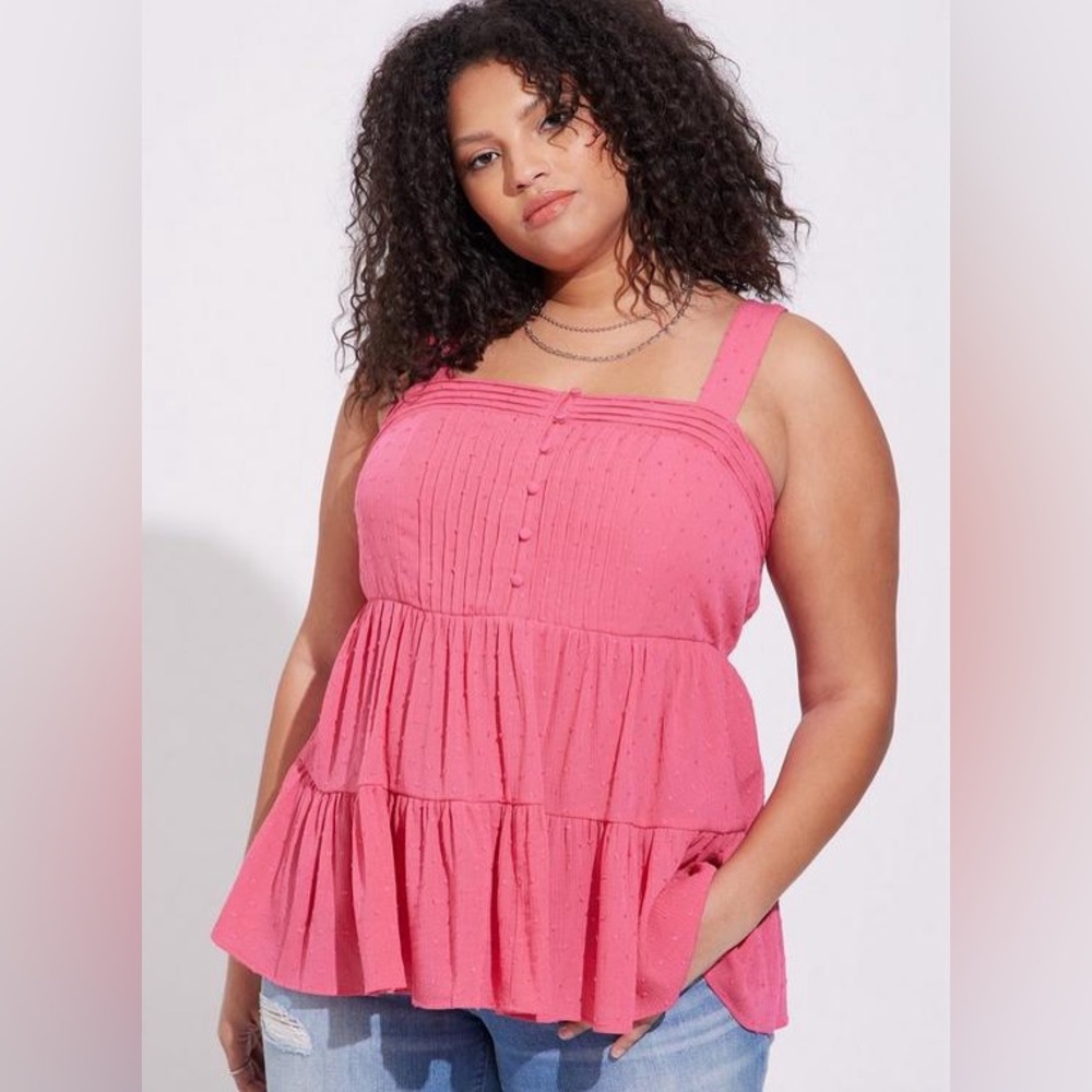 NWT Torrid Swiss Dot Washable Gauze Tiered Pin Tuck Tank‎ 1X